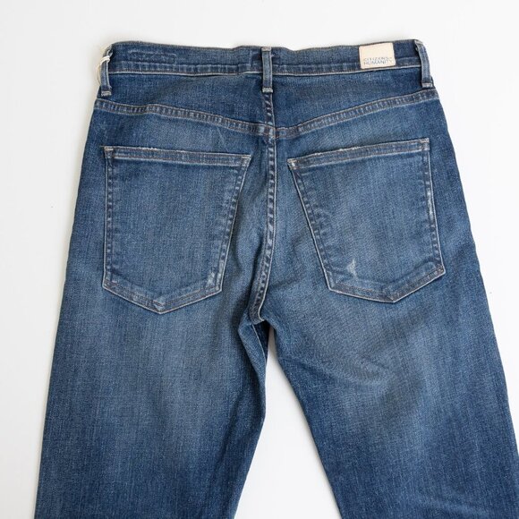 Citizens of Humanity Sasha Twist Low Slung Flared Jeans Blue Mid Wash Distressed - Picture 13 of 16